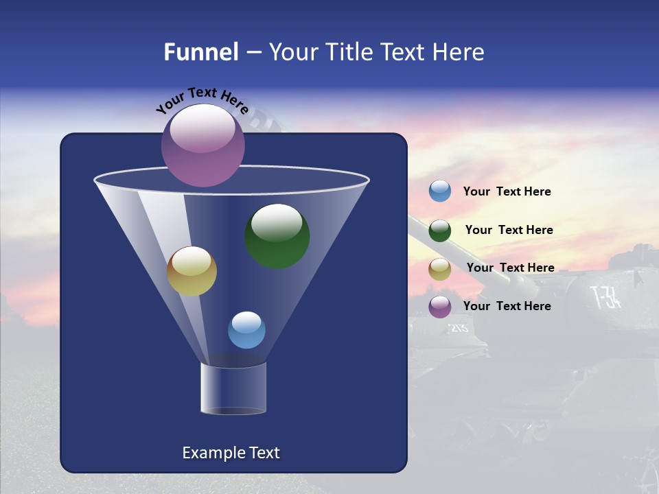 A Tank On A Grassy Field With A Sunset In The Background PowerPoint Template