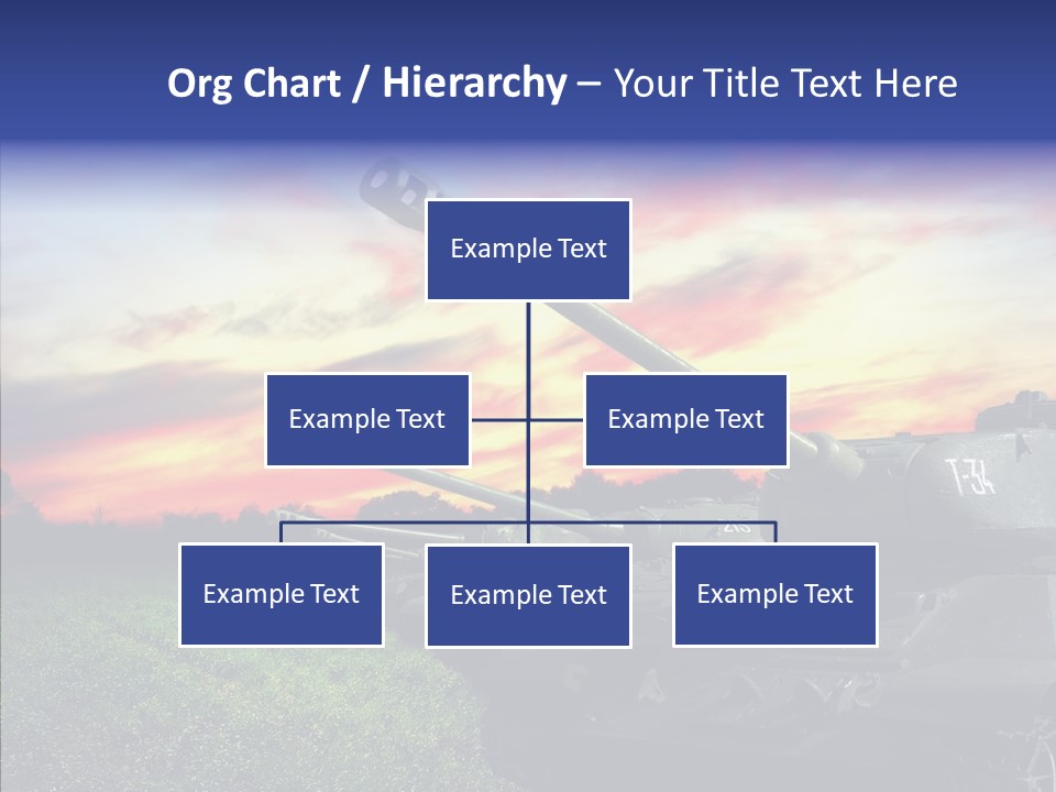 A Tank On A Grassy Field With A Sunset In The Background PowerPoint Template