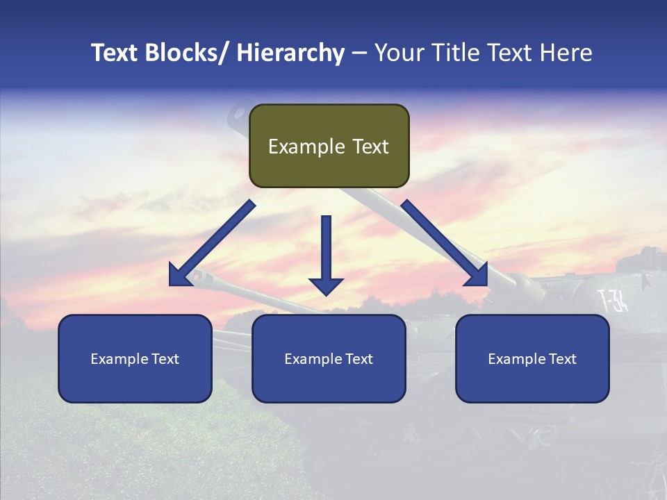 A Tank On A Grassy Field With A Sunset In The Background PowerPoint Template