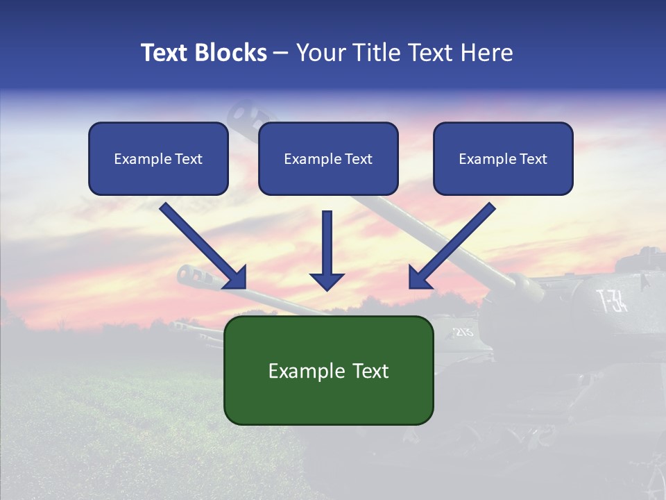 A Tank On A Grassy Field With A Sunset In The Background PowerPoint Template