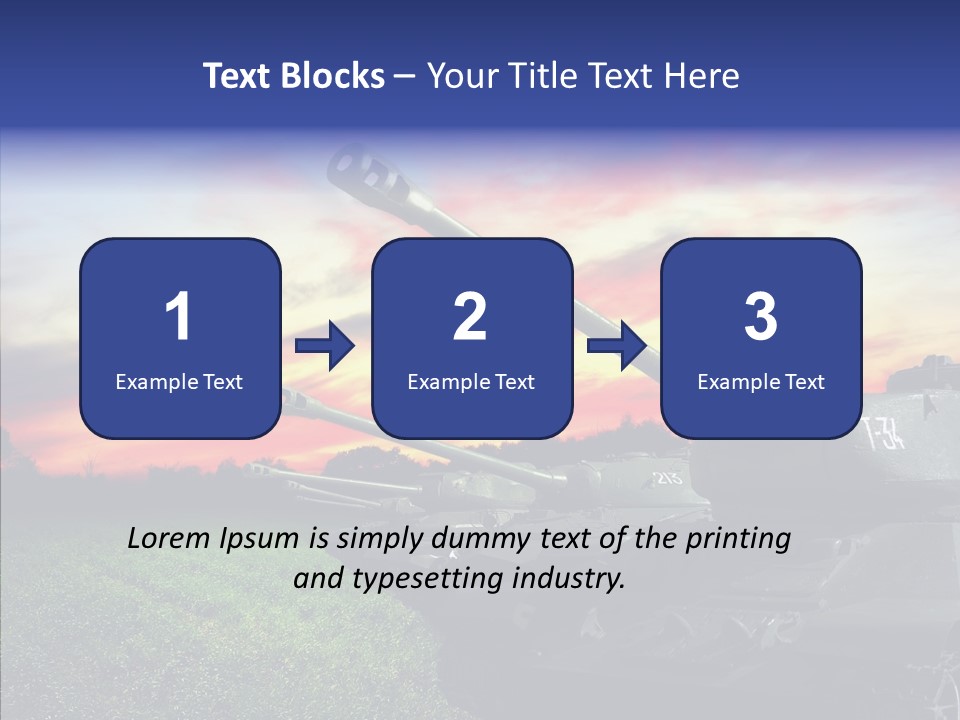 A Tank On A Grassy Field With A Sunset In The Background PowerPoint Template
