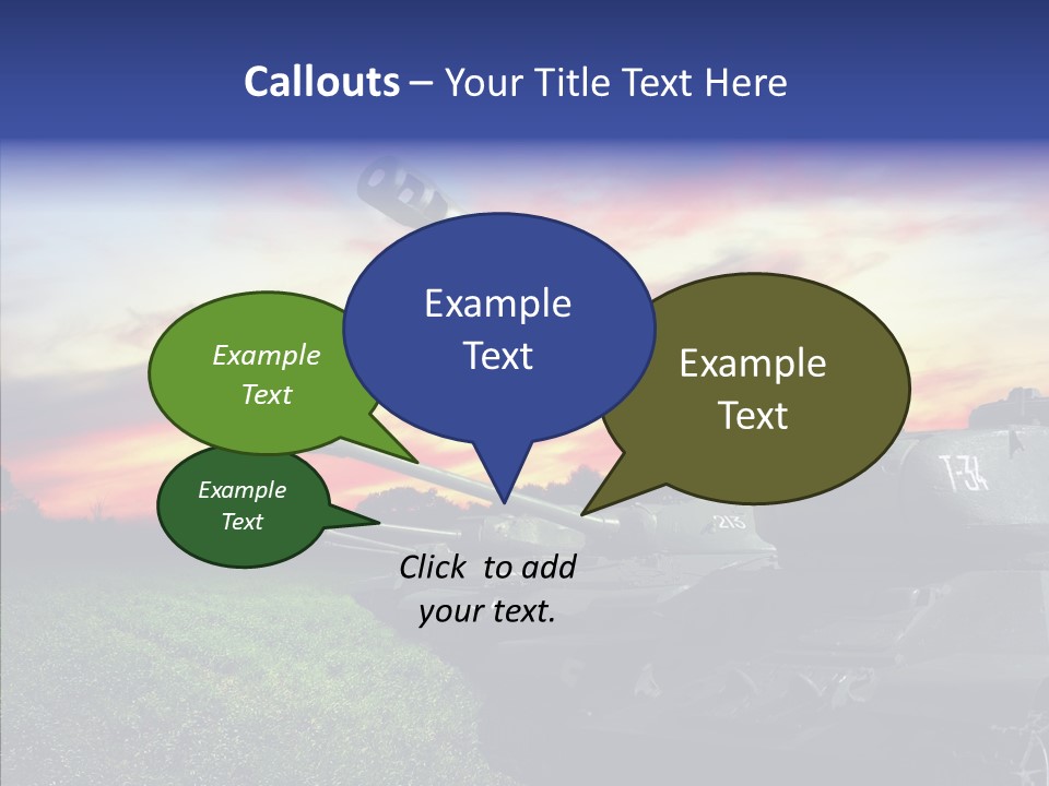 A Tank On A Grassy Field With A Sunset In The Background PowerPoint Template