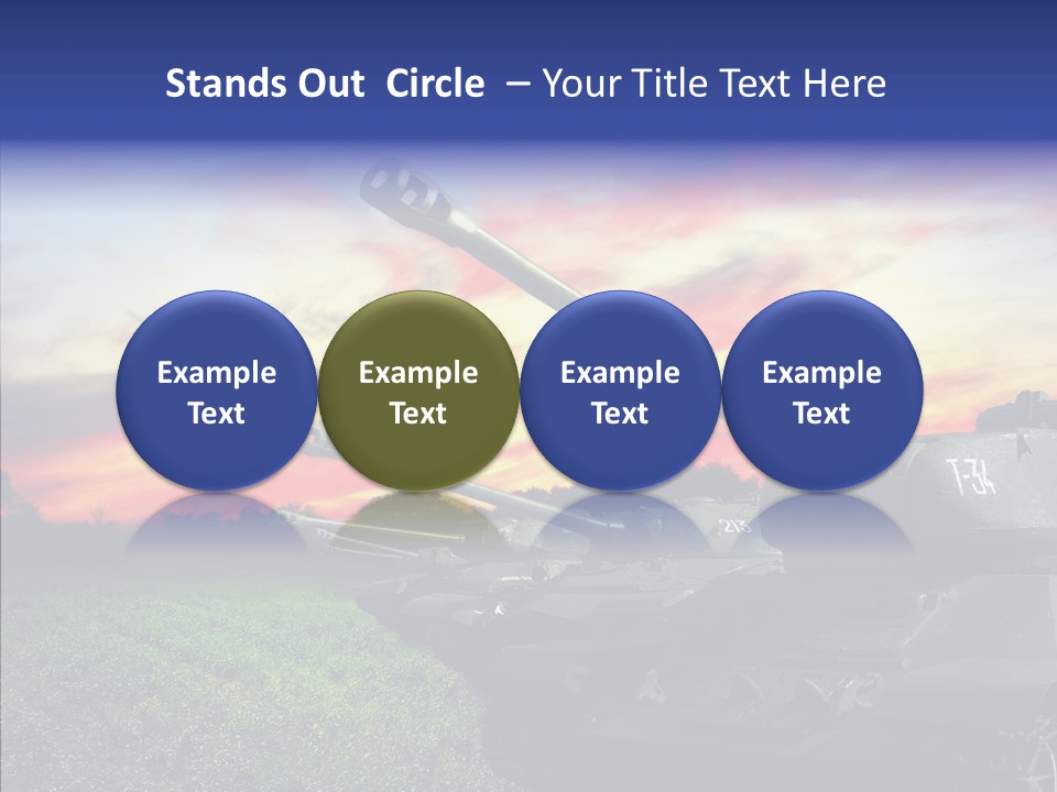 A Tank On A Grassy Field With A Sunset In The Background PowerPoint Template