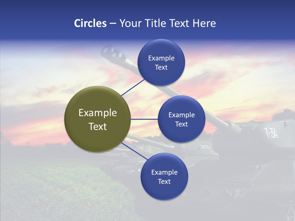 A Tank On A Grassy Field With A Sunset In The Background PowerPoint Template