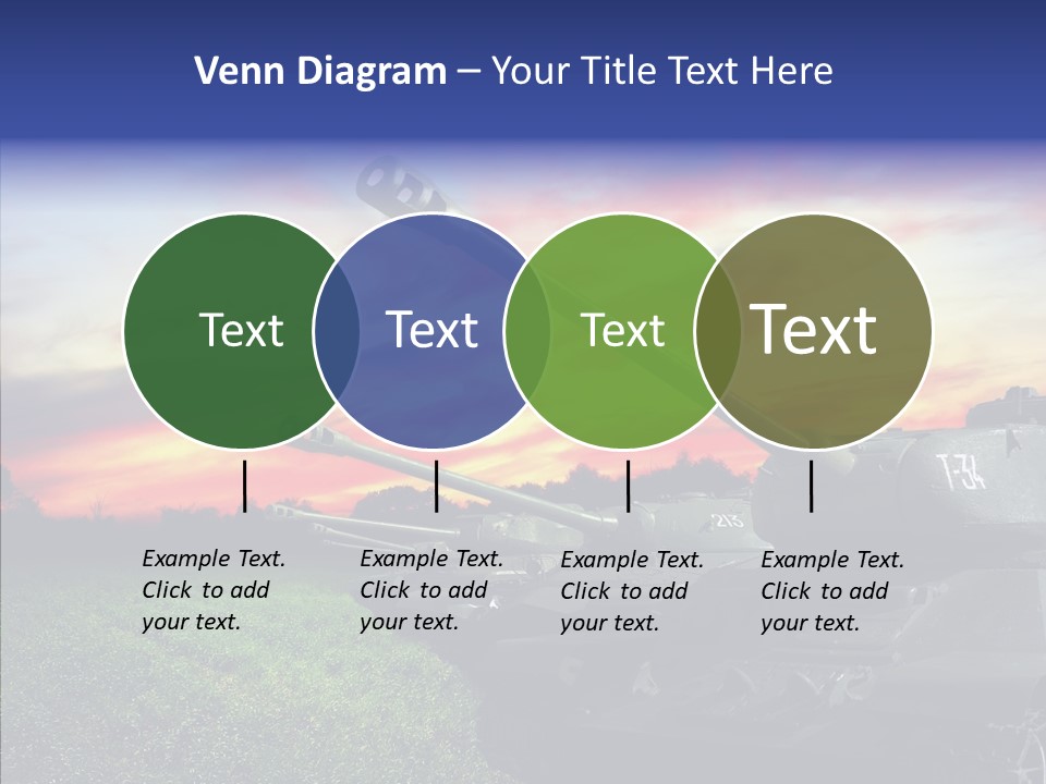 A Tank On A Grassy Field With A Sunset In The Background PowerPoint Template