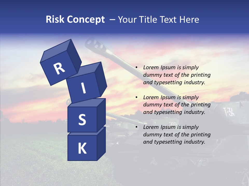 A Tank On A Grassy Field With A Sunset In The Background PowerPoint Template