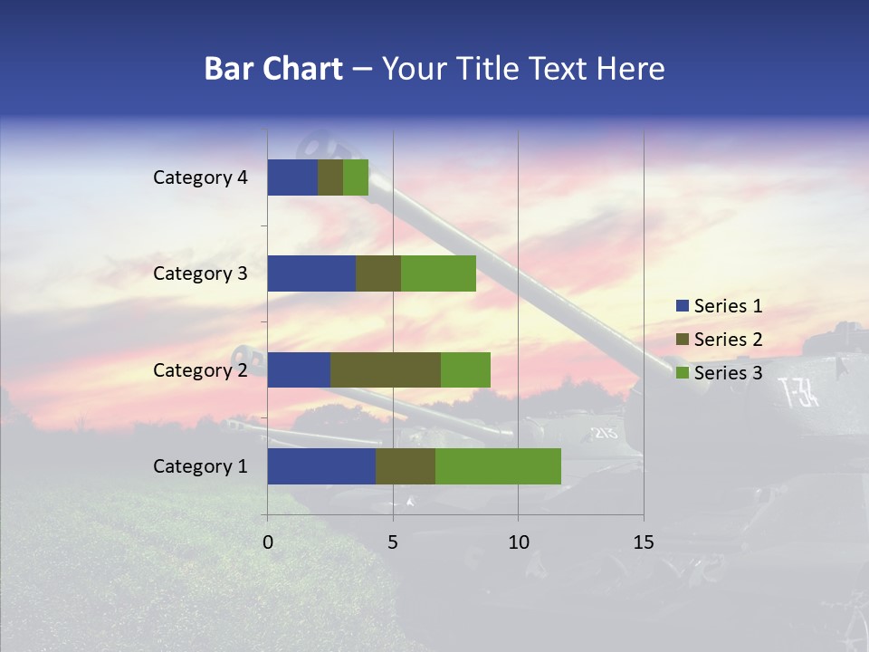 A Tank On A Grassy Field With A Sunset In The Background PowerPoint Template