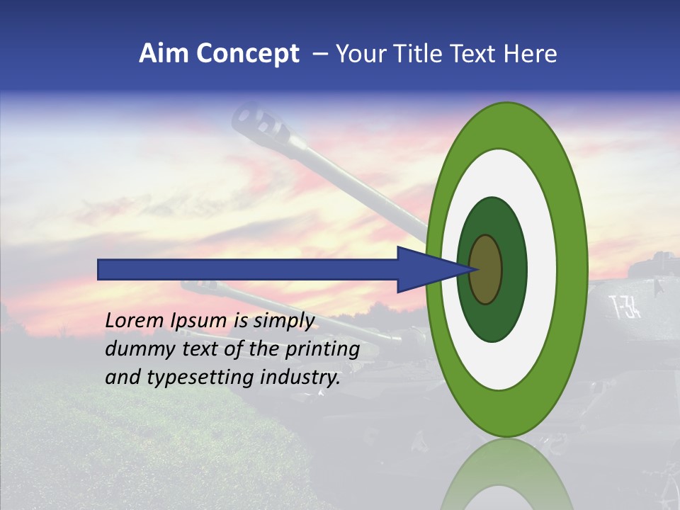 A Tank On A Grassy Field With A Sunset In The Background PowerPoint Template
