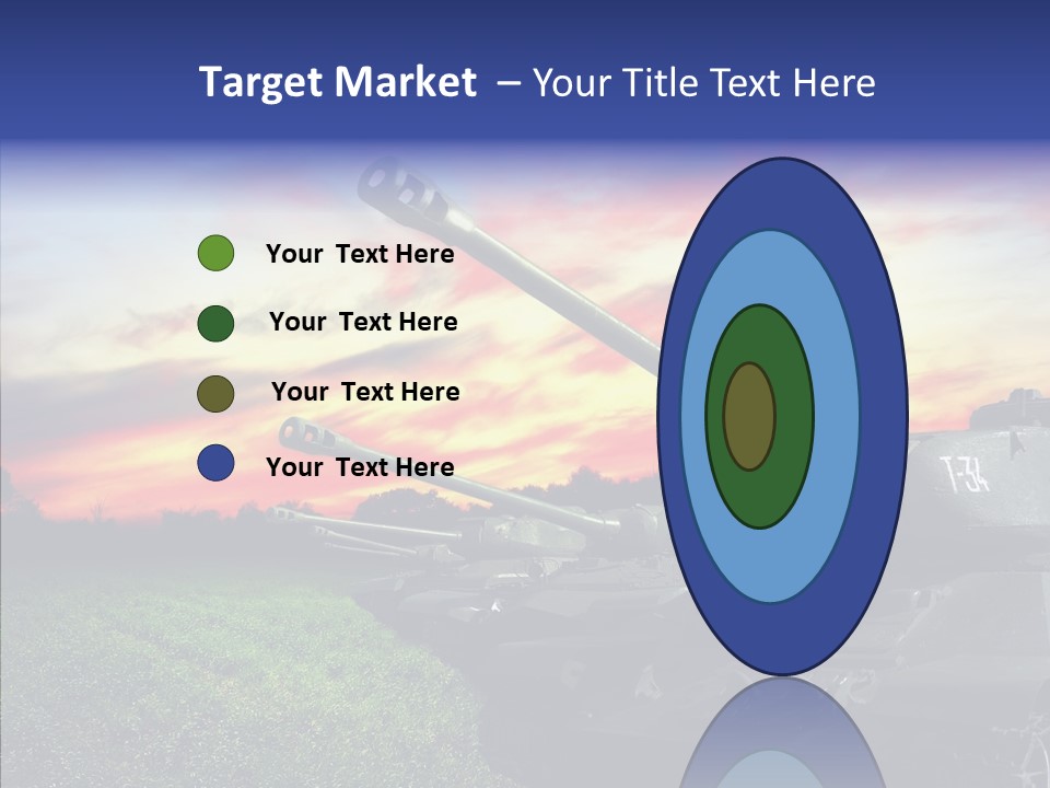 A Tank On A Grassy Field With A Sunset In The Background PowerPoint Template