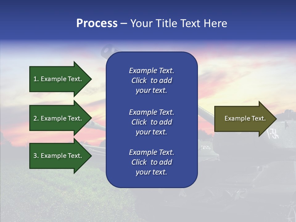 A Tank On A Grassy Field With A Sunset In The Background PowerPoint Template