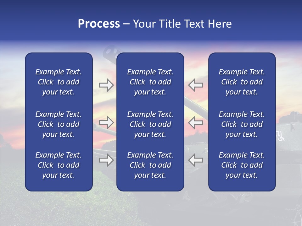A Tank On A Grassy Field With A Sunset In The Background PowerPoint Template