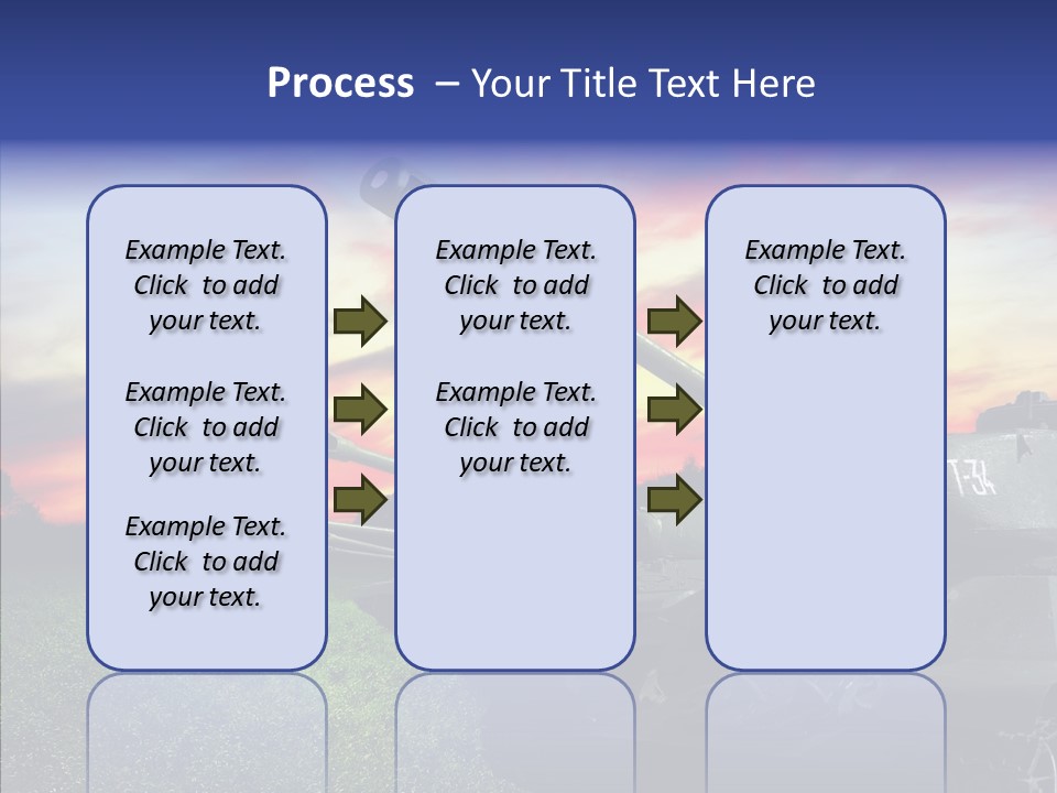 A Tank On A Grassy Field With A Sunset In The Background PowerPoint Template