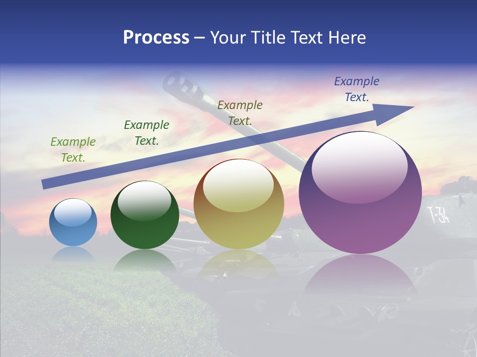 A Tank On A Grassy Field With A Sunset In The Background PowerPoint Template