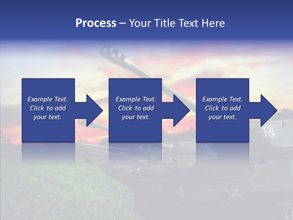 A Tank On A Grassy Field With A Sunset In The Background PowerPoint Template