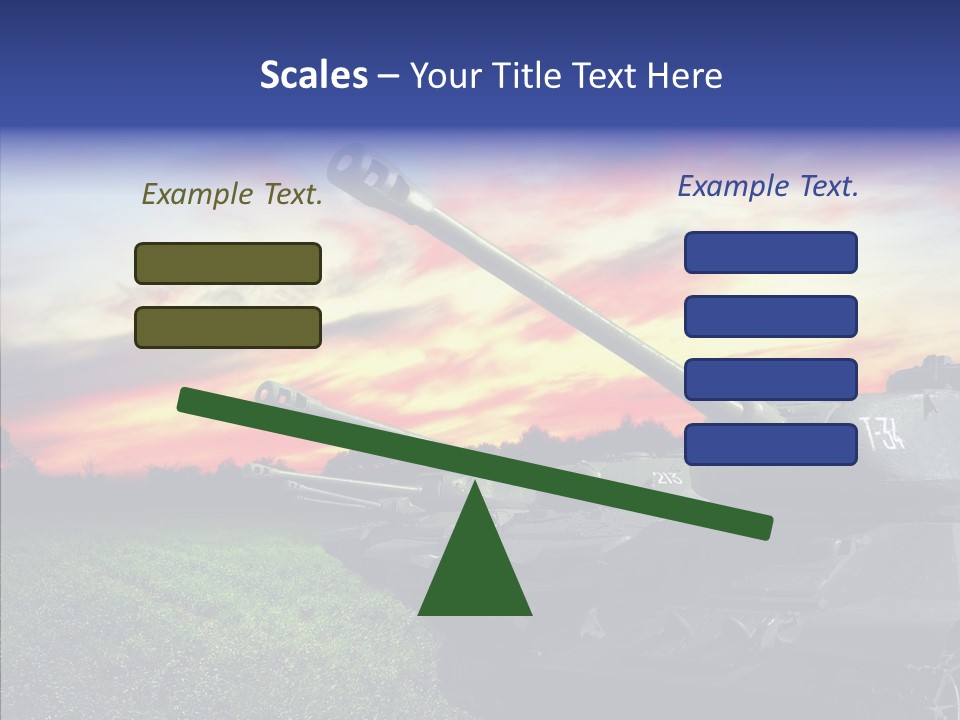 A Tank On A Grassy Field With A Sunset In The Background PowerPoint Template