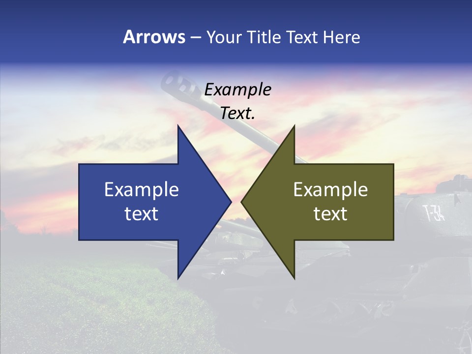 A Tank On A Grassy Field With A Sunset In The Background PowerPoint Template
