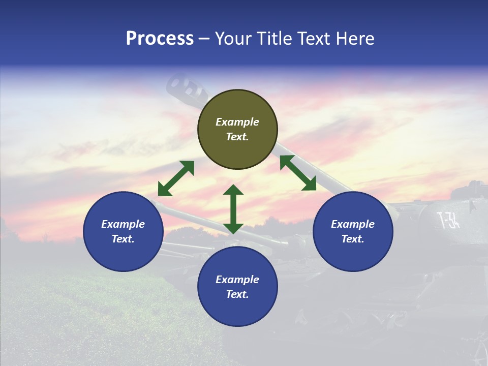 A Tank On A Grassy Field With A Sunset In The Background PowerPoint Template
