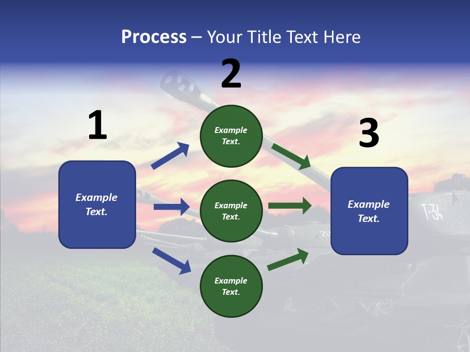 A Tank On A Grassy Field With A Sunset In The Background PowerPoint Template