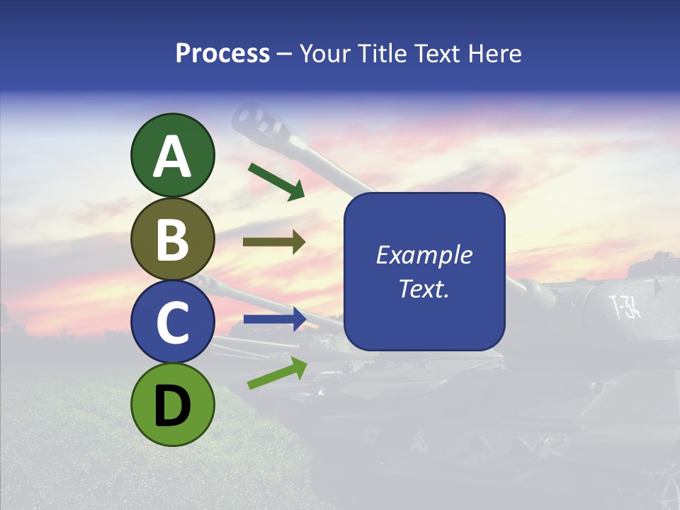 A Tank On A Grassy Field With A Sunset In The Background PowerPoint Template