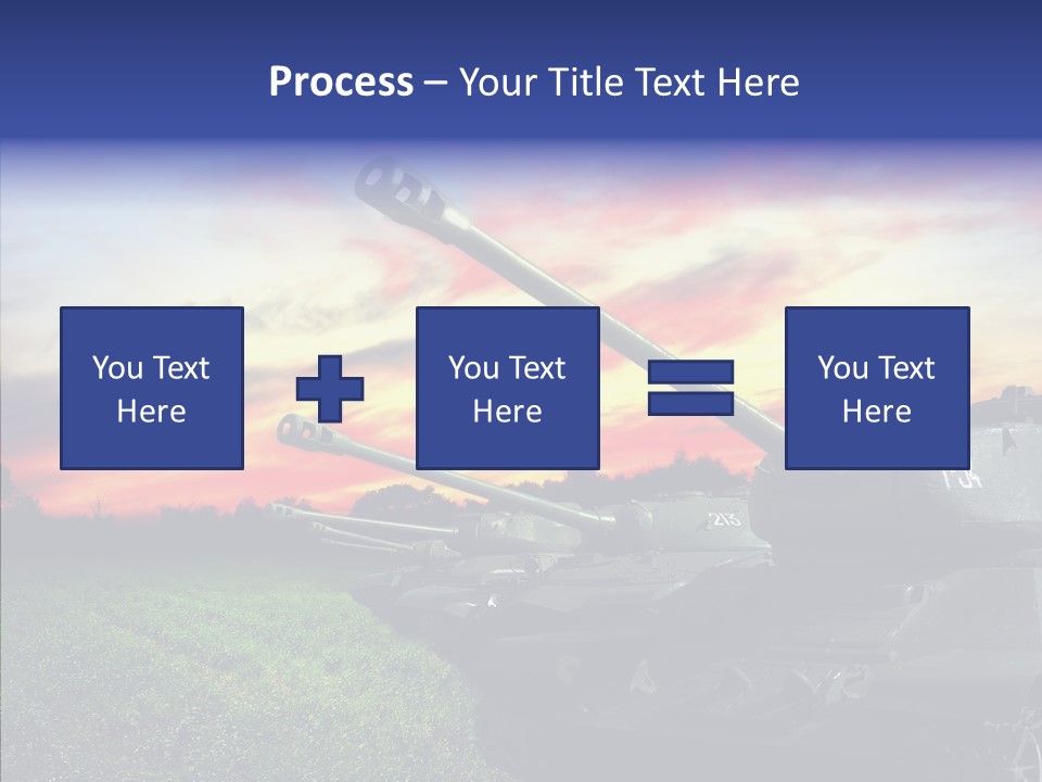 A Tank On A Grassy Field With A Sunset In The Background PowerPoint Template