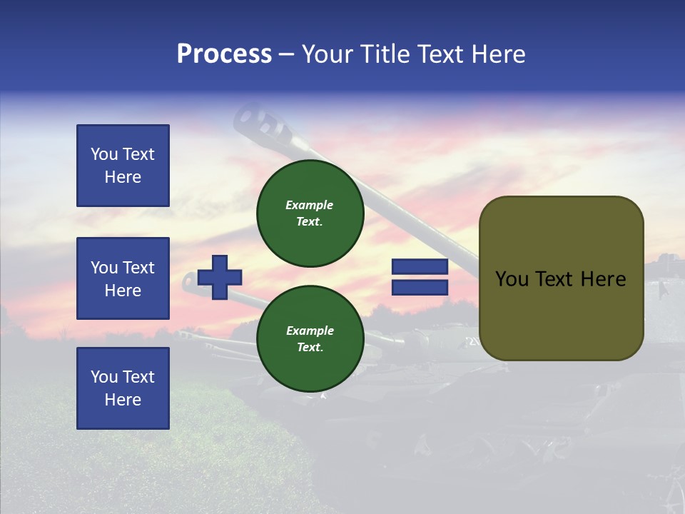 A Tank On A Grassy Field With A Sunset In The Background PowerPoint Template