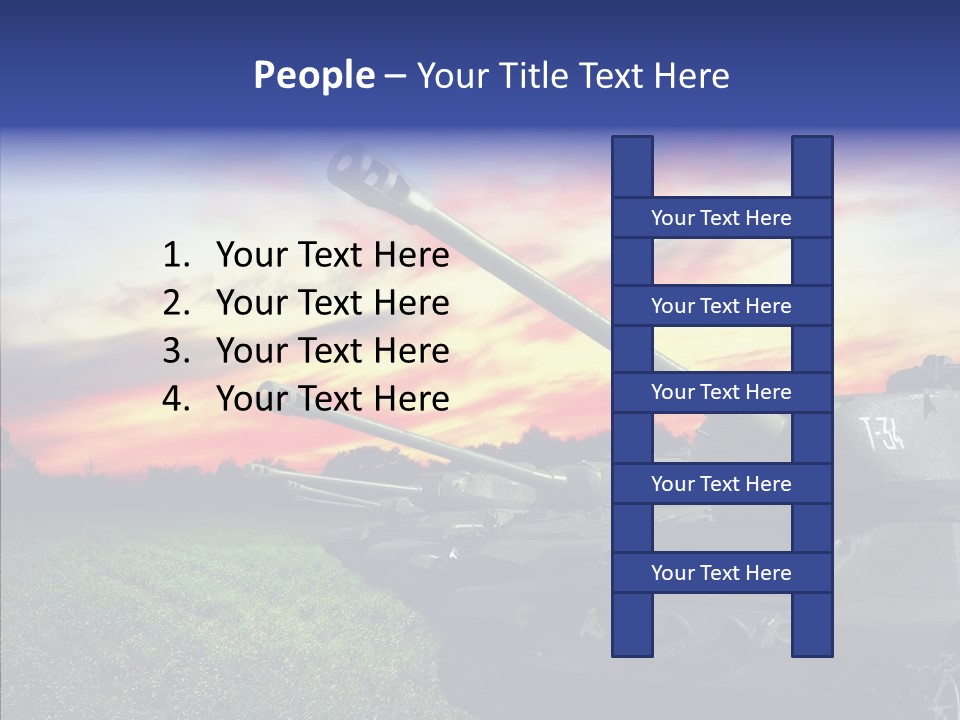 A Tank On A Grassy Field With A Sunset In The Background PowerPoint Template