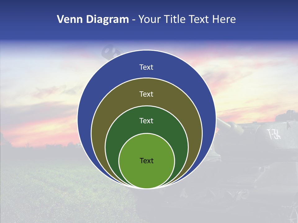 A Tank On A Grassy Field With A Sunset In The Background PowerPoint Template
