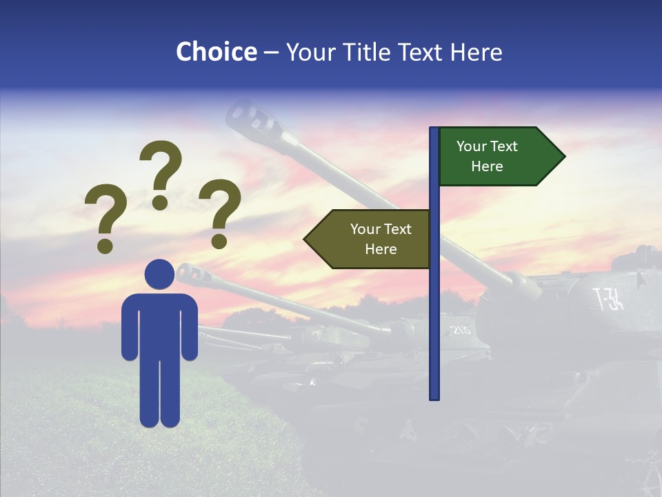 A Tank On A Grassy Field With A Sunset In The Background PowerPoint Template