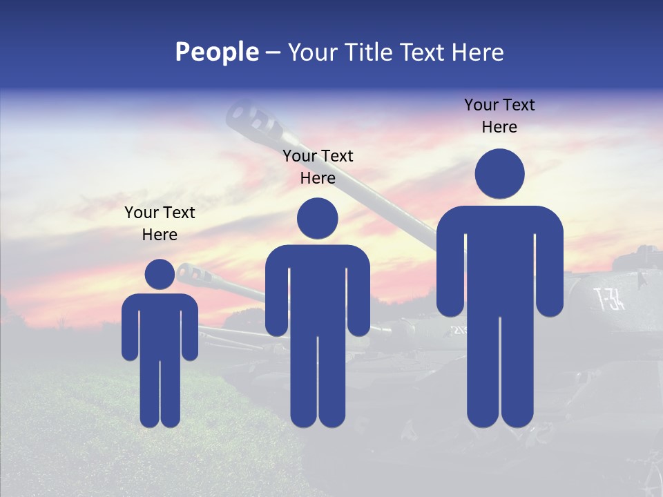 A Tank On A Grassy Field With A Sunset In The Background PowerPoint Template