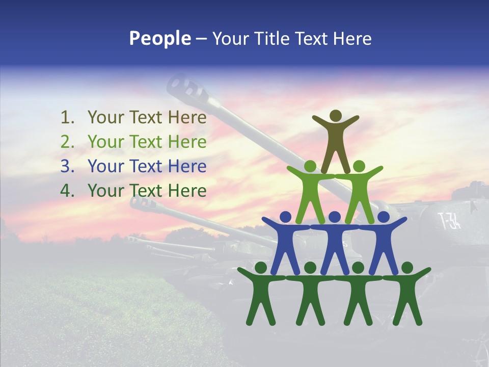 A Tank On A Grassy Field With A Sunset In The Background PowerPoint Template