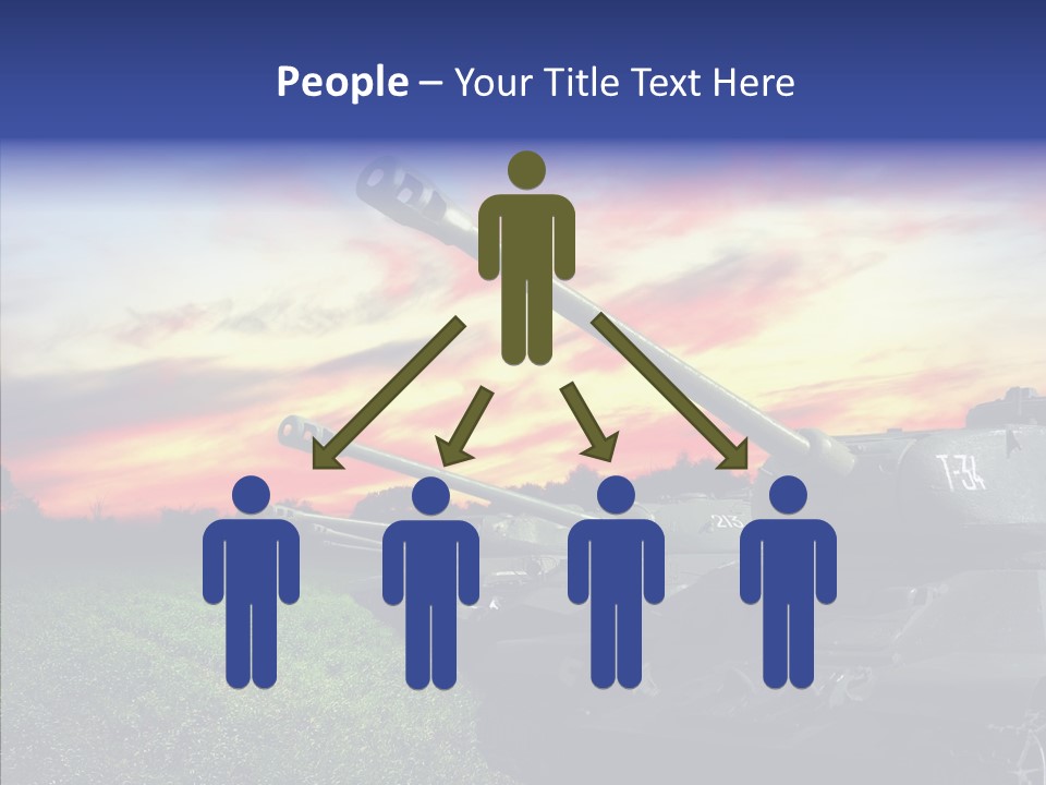 A Tank On A Grassy Field With A Sunset In The Background PowerPoint Template