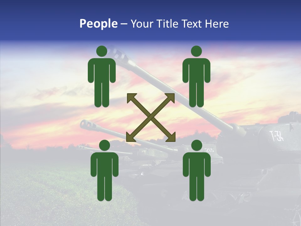 A Tank On A Grassy Field With A Sunset In The Background PowerPoint Template