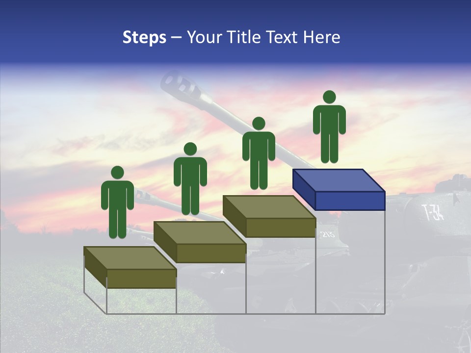 A Tank On A Grassy Field With A Sunset In The Background PowerPoint Template