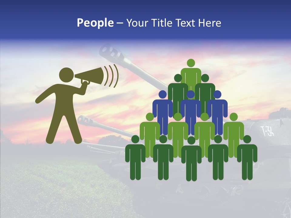 A Tank On A Grassy Field With A Sunset In The Background PowerPoint Template