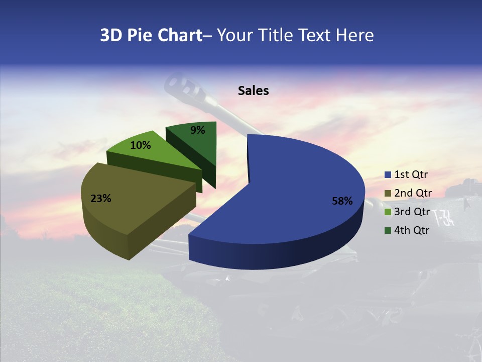 A Tank On A Grassy Field With A Sunset In The Background PowerPoint Template