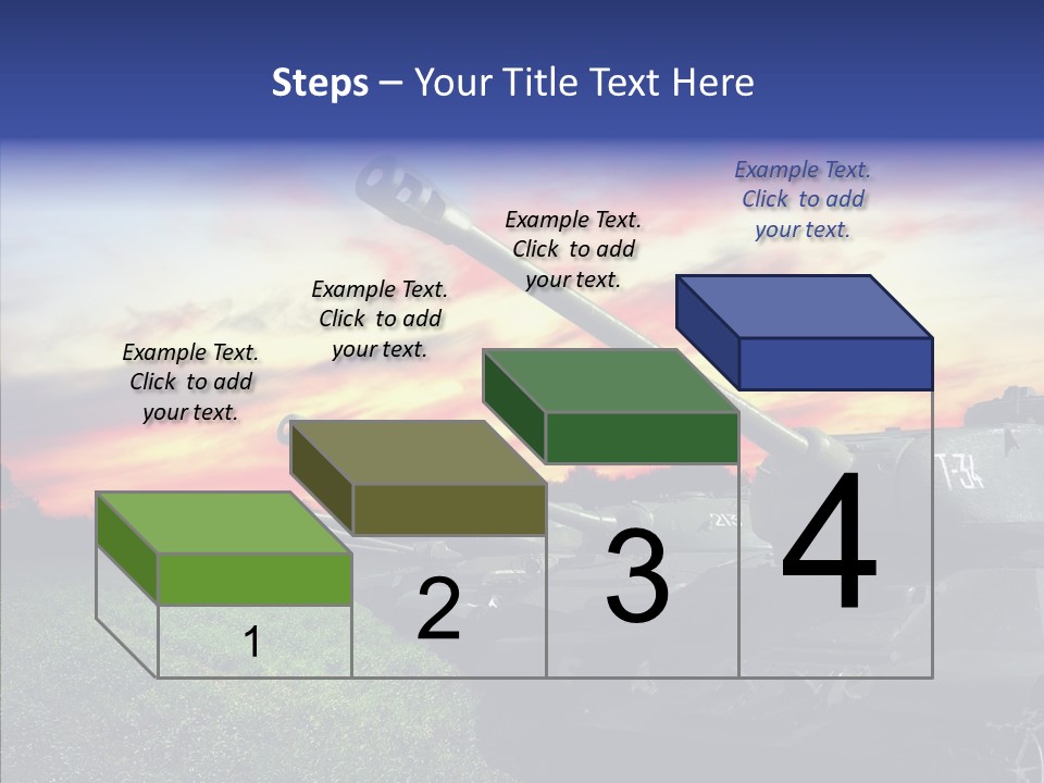 A Tank On A Grassy Field With A Sunset In The Background PowerPoint Template