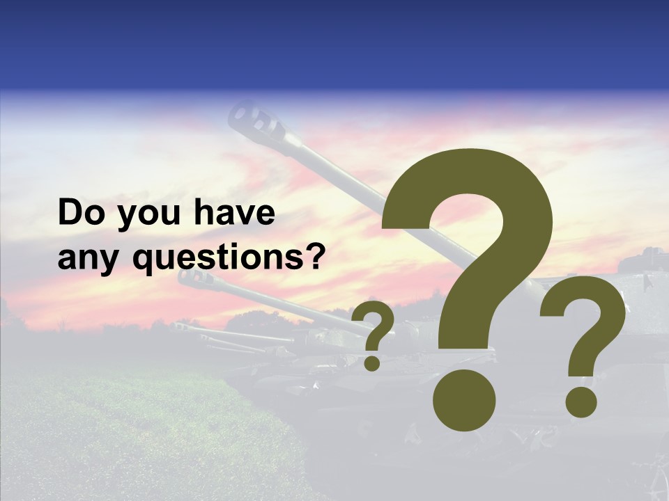 A Tank On A Grassy Field With A Sunset In The Background PowerPoint Template