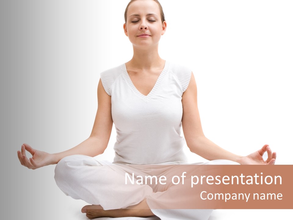 A Woman Sitting In A Lotus Position With Her Eyes Closed PowerPoint Template