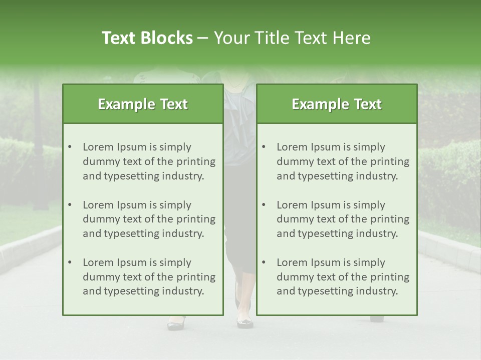Three Girls Walking Down A Sidewalk In A Park PowerPoint Template
