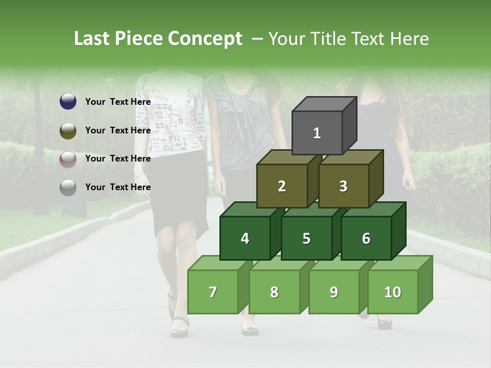 Three Girls Walking Down A Sidewalk In A Park PowerPoint Template