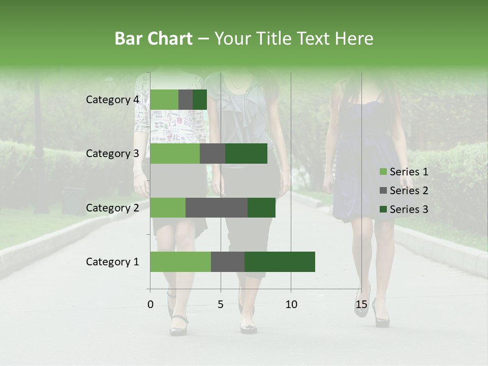Three Girls Walking Down A Sidewalk In A Park PowerPoint Template