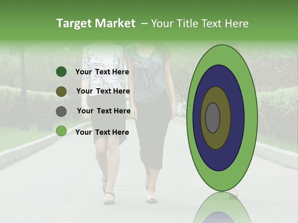 Three Girls Walking Down A Sidewalk In A Park PowerPoint Template