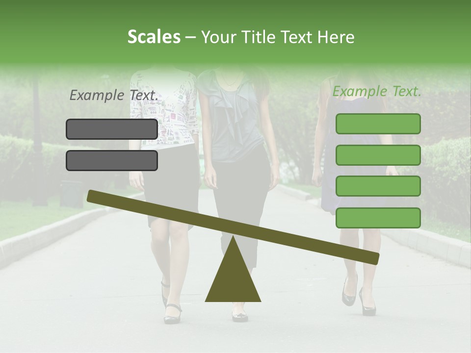 Three Girls Walking Down A Sidewalk In A Park PowerPoint Template