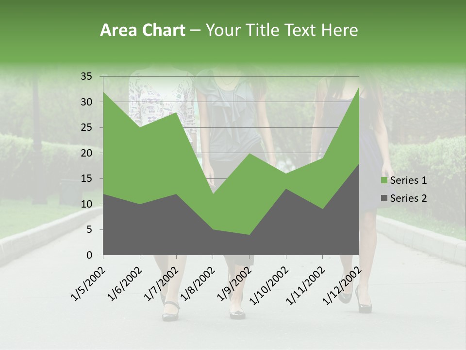 Three Girls Walking Down A Sidewalk In A Park PowerPoint Template