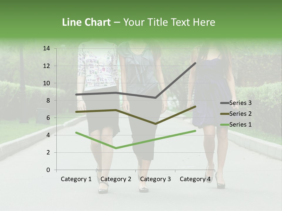 Three Girls Walking Down A Sidewalk In A Park PowerPoint Template