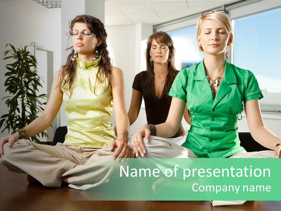 Businesspeople Yoga Relax PowerPoint Template