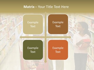 A Man And Woman Shopping In A Grocery Store PowerPoint Template
