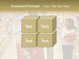 A Man And Woman Shopping In A Grocery Store PowerPoint Template