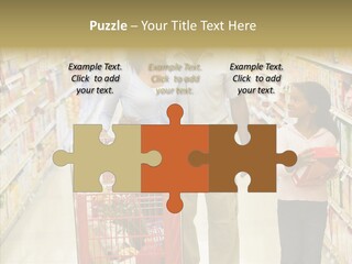 A Man And Woman Shopping In A Grocery Store PowerPoint Template