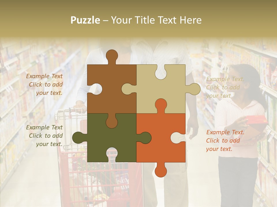 A Man And Woman Shopping In A Grocery Store PowerPoint Template